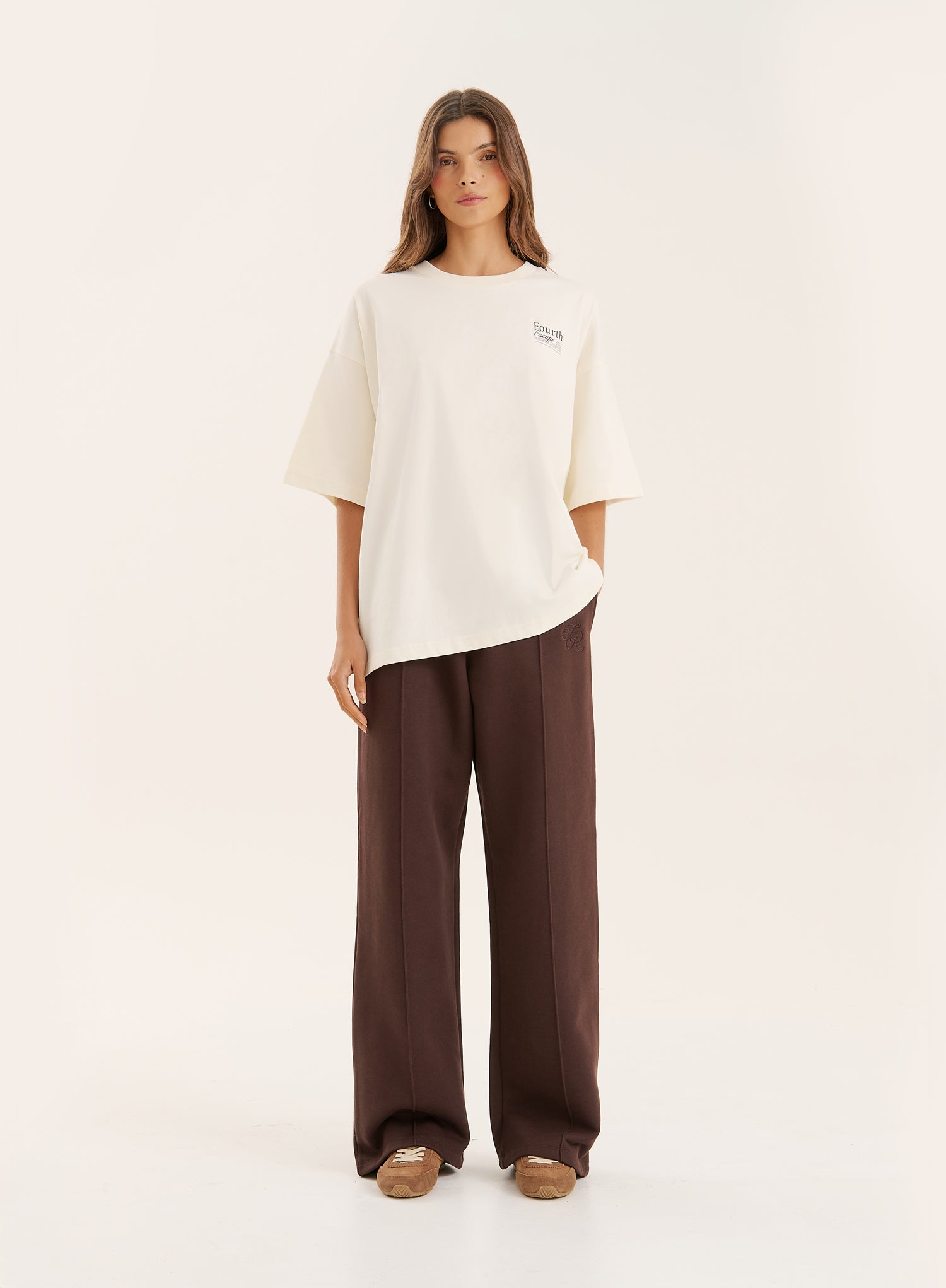 Chocolate 4th Wide Leg Branded Heavyweight Joggers